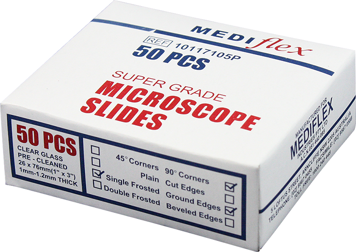 Microscope Slide, Single Frosted, Ground Edges - Mediflex Industries